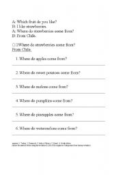 English worksheet: Where do