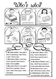 English Worksheet: Whos Who? (school vocab)