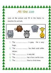 English worksheet: At the zoo 