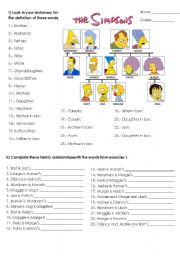 English Worksheet: The simpsons family 