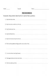 English worksheet: Memories