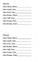 English worksheet: Plurals