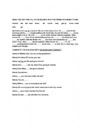 English worksheet: simple present