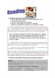 English Worksheet: Reading about love!
