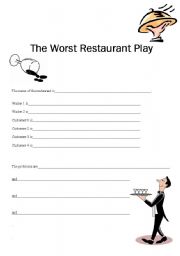 English Worksheet: Problems at a Restaurant Role Play with fill in the gap options