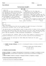 English worksheet: exam paper / business letter