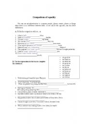 English Worksheet: Comparison of equality