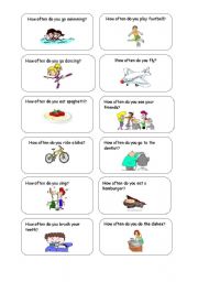 English Worksheet: Conversation cards: How often.......?