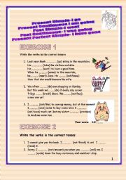 English Worksheet: 4 pagesPresent Simple Present Continuous Past Simple Past Continuous Present Perfect Simple