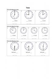 English Worksheet: Tell the time