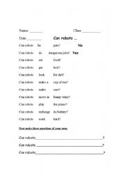 English Worksheet: What can robots do?