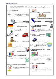 English Worksheet: Am, is, are, was, were - Review