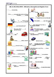 English Worksheet: Am, is, are, was, were - Review