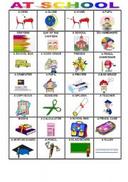 English Worksheet: AT SCHOOL