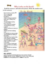 English Worksheet: on the beach