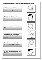 English Worksheet: Family members and descriptions