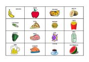 English worksheet: pictionary Game (food)