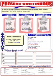 English Worksheet: Present_ Continuous_grammar_guide