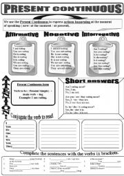 English Worksheet: Present_Continuous_grammar_guide