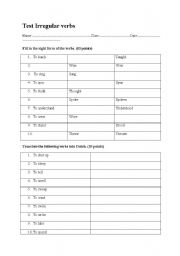 English Worksheet: irregular verbs final test
