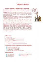 English Worksheet: Madagascar characters and their routine