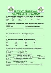 English Worksheet: present simple and continuous practice