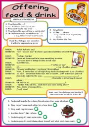 English Worksheet: FUNCTIONS: Offering food and drink (27 / 5 / 09)