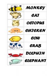 English Worksheet: ANIMALS - DOMINOES PART 1