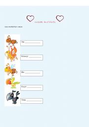 English Worksheet: insects and birds with heart 