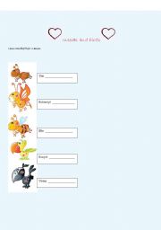 English worksheet: insects and birds with heart 