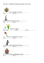 English Worksheet: European countries Exercise3