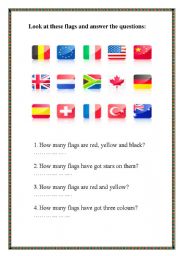 English Worksheet: flags & questions
