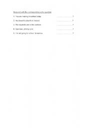 English Worksheet: Echo questions