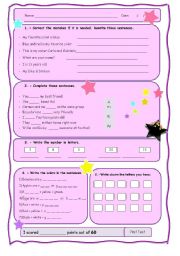 English Worksheet: To Be Numbers Colors Alphabet