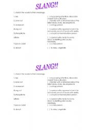 English worksheet: SLANG!