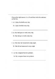 English worksheet: Third Person Present Singular