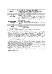 English Worksheet: WHISPER THE CORRECT SENTENCE