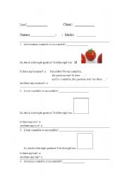English worksheet: Do you know the difference between countable and uncountable nouns?