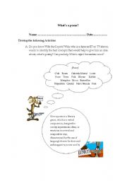 English Worksheet: Whats a poem?