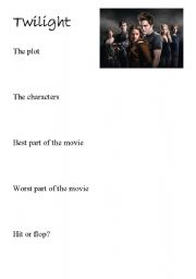 English Worksheet: Twilight - movie review and comprehension