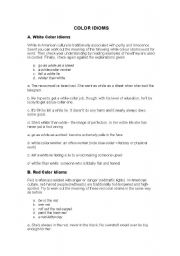 English Worksheet: Color Idioms