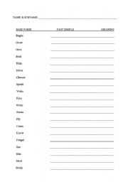 English Worksheet: Past Simple Verbs revision or test