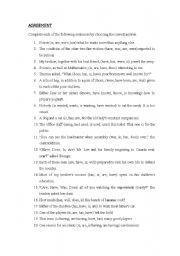 English Worksheet: Agreement 