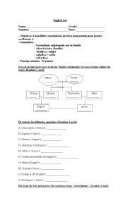 English worksheet: family and family qualities