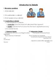 English Worksheet: Introduction to Debate