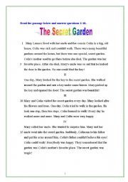 English Worksheet: The Secret Garden