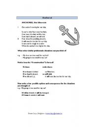 English Worksheet: Anchored - a Poem