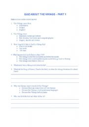 English Worksheet: Quiz about a viking documentary made by History channel you can find on youtube.