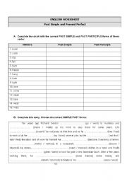 English worksheet: PAST SIMPLE AND PRESENT PERFECT