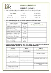 English Worksheet: Grammar Exercise - Present Simple I.